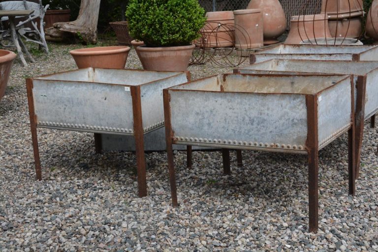Vintage English Riveted Galvanized Troughs Detroit Garden Works