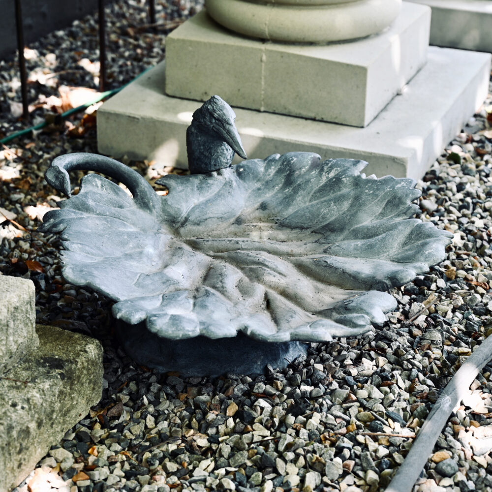 English Lead Leaf and Kingfisher Birdbath