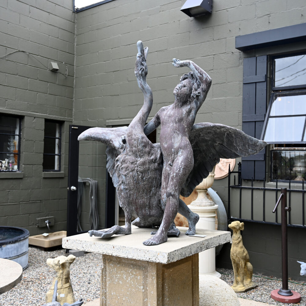 English Lead Swan Boy Fountain