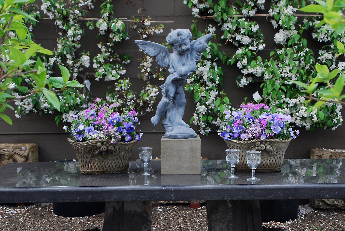 Planted English Concrete With Statuary | Detroit Garden Works