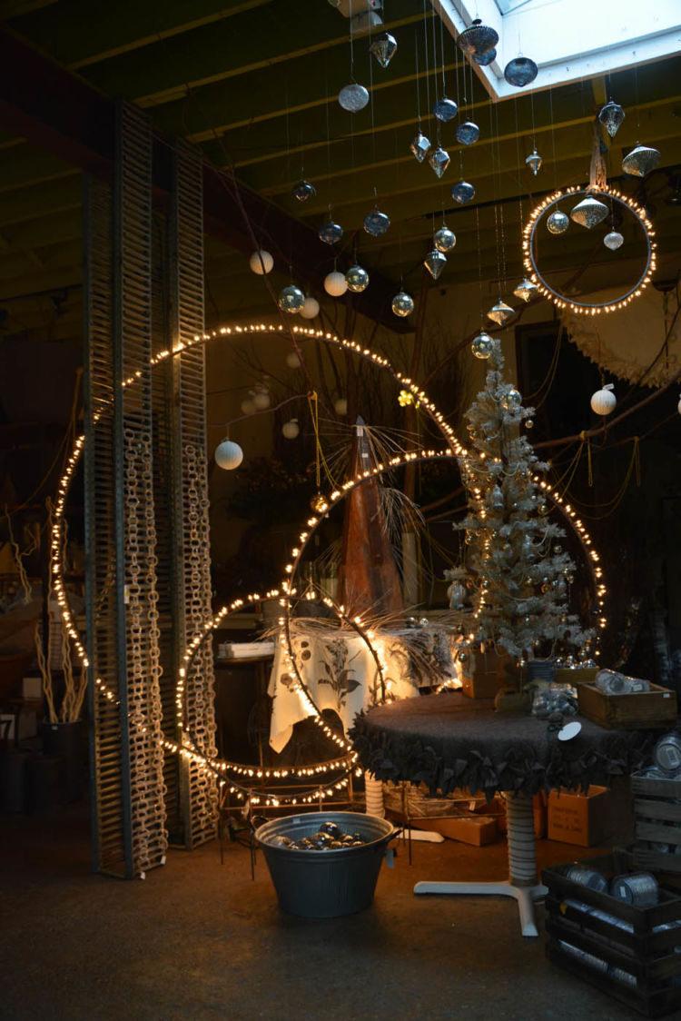 Lighted Hanging and Spiked Hoops Detroit Garden Works