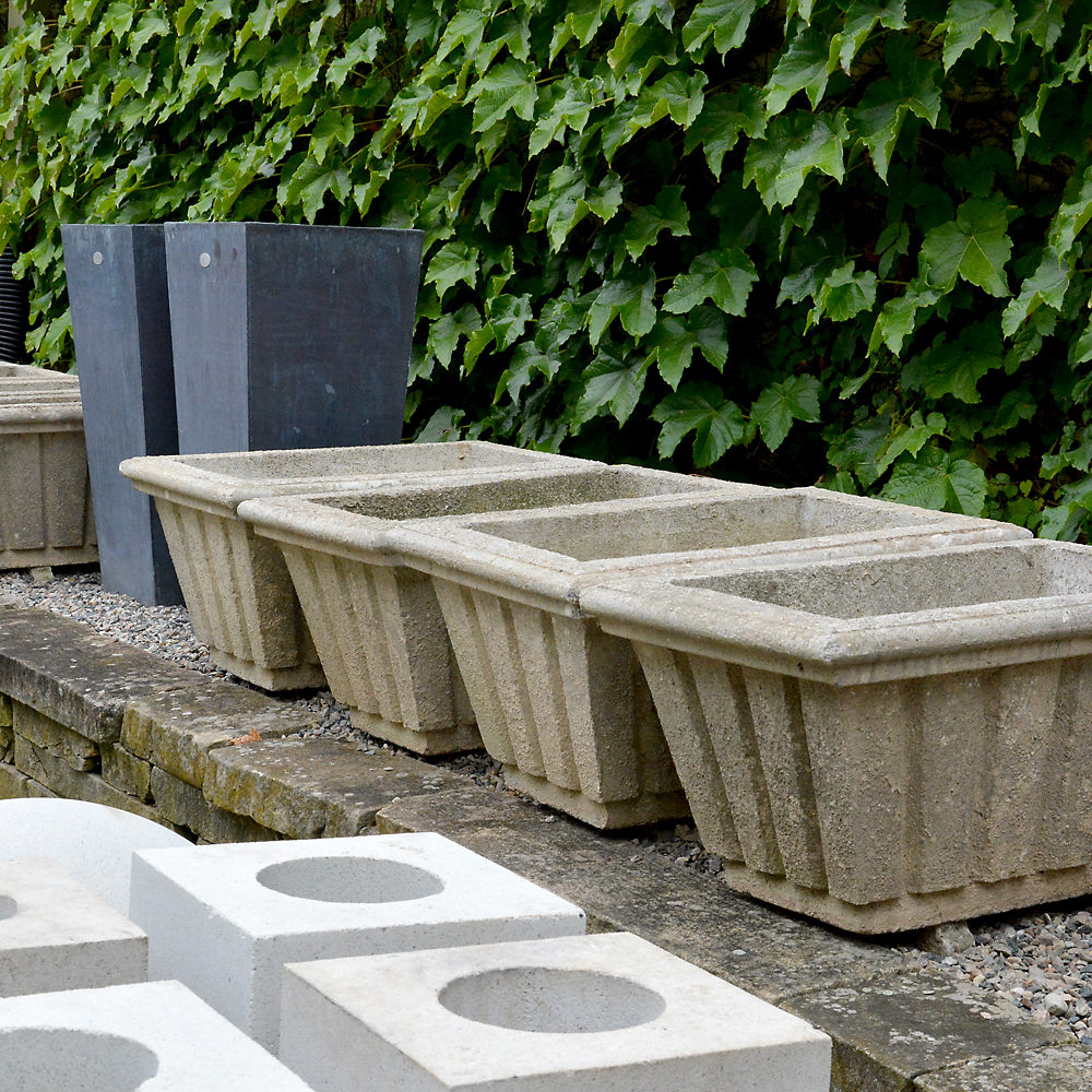 Cast Stone Planter with Vertical Channels