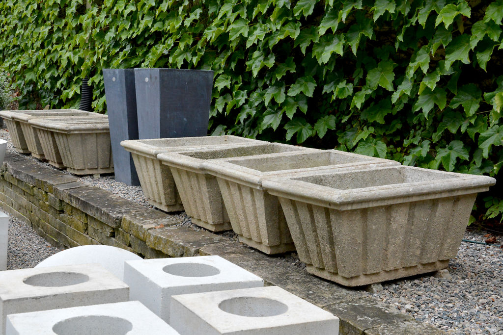 Cast Stone Planter with Vertical Channels