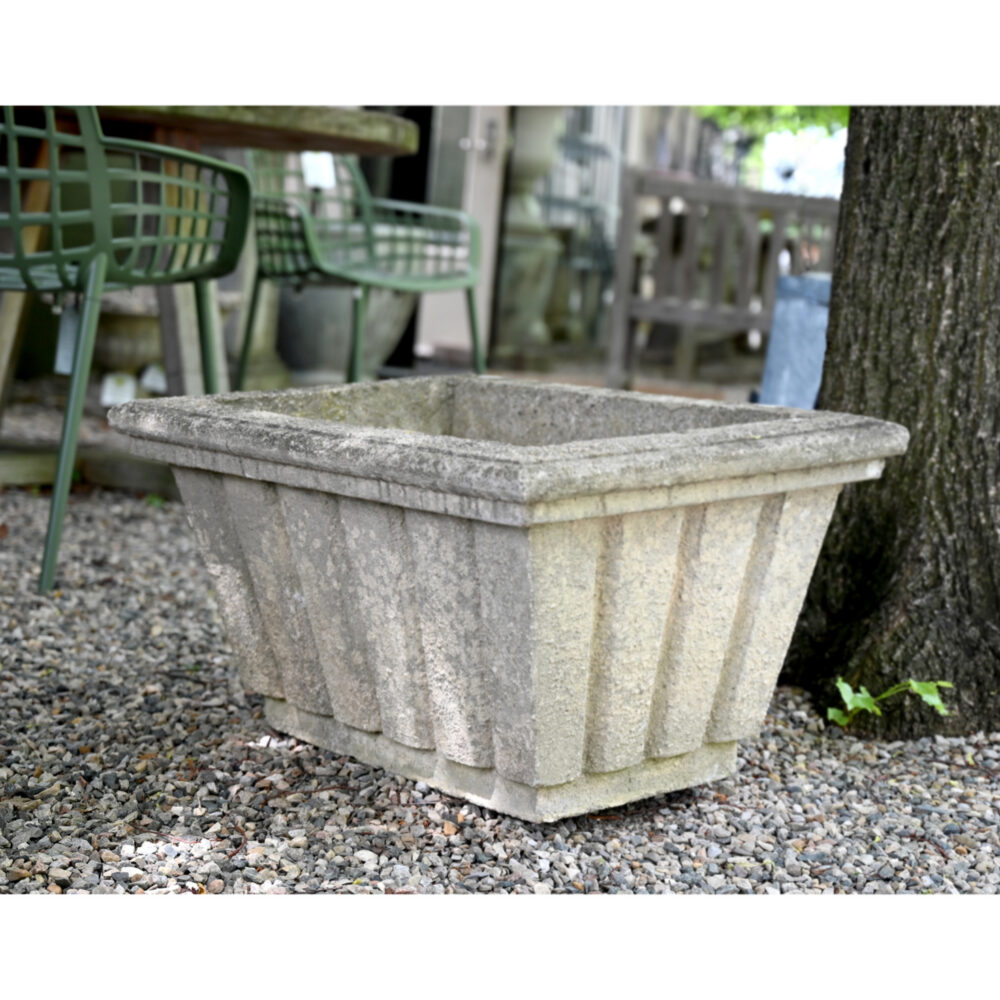 Cast Stone Planter with Vertical Channels
