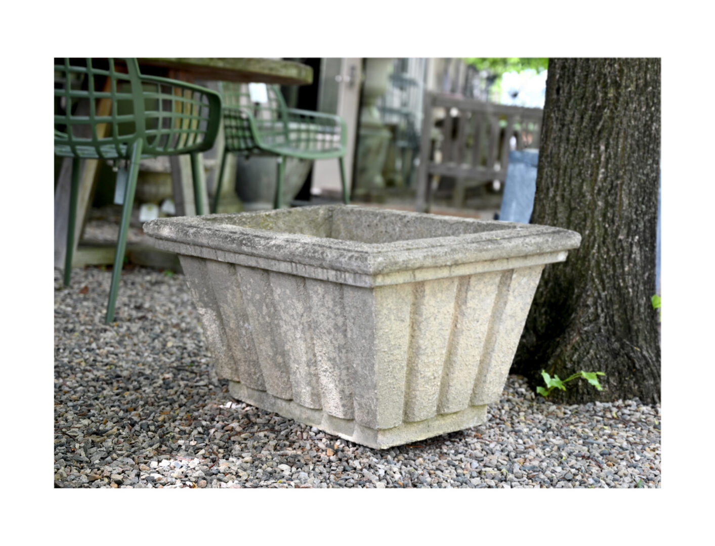 Cast Stone Planter with Vertical Channels