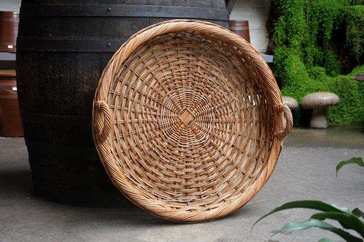 Circular Shallow Basket With Handles Detroit Garden Works