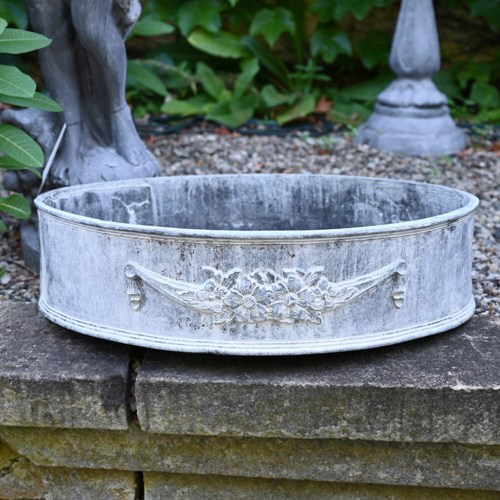 Floral Oval Lead Planter