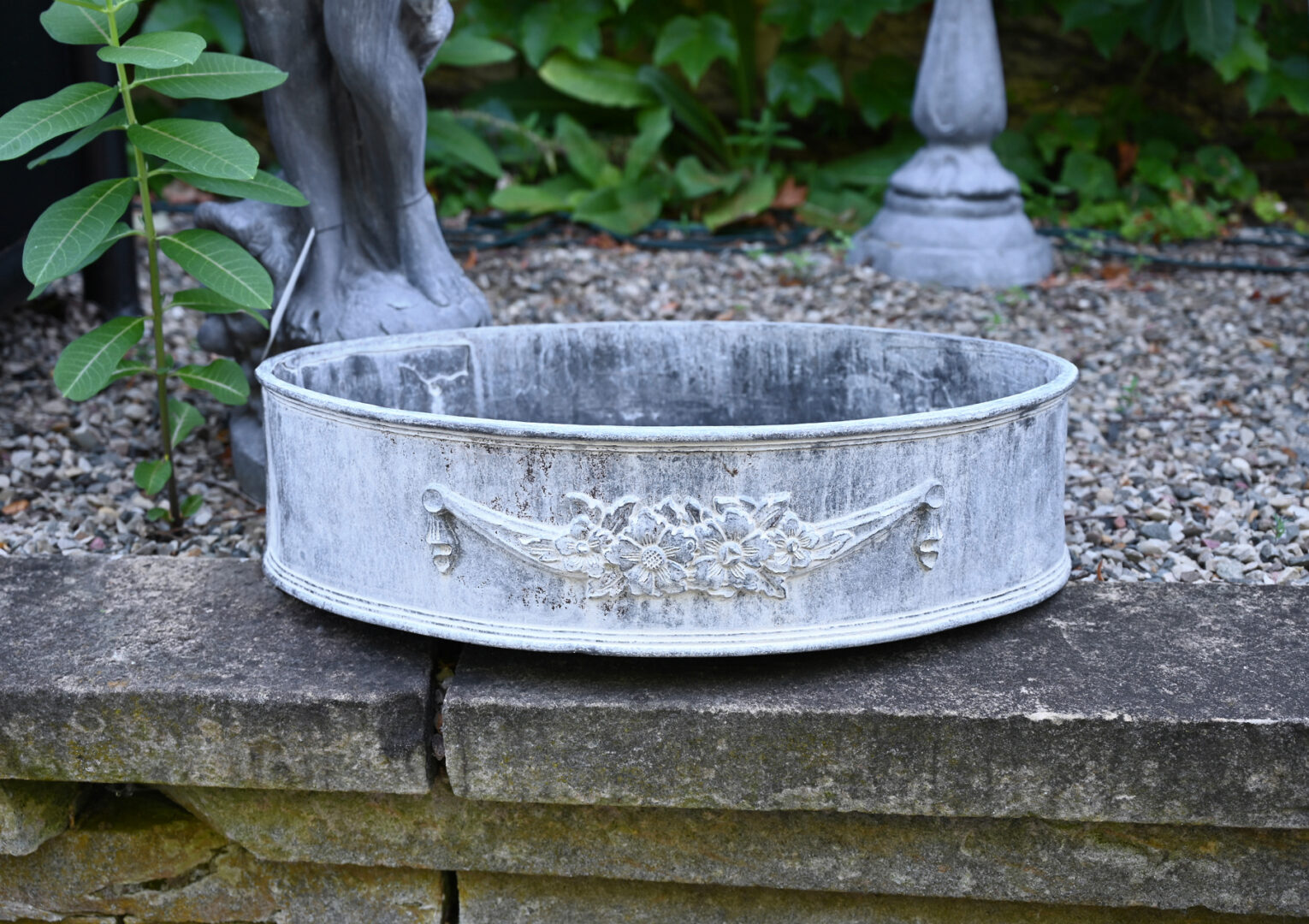 Floral Oval Lead Planter