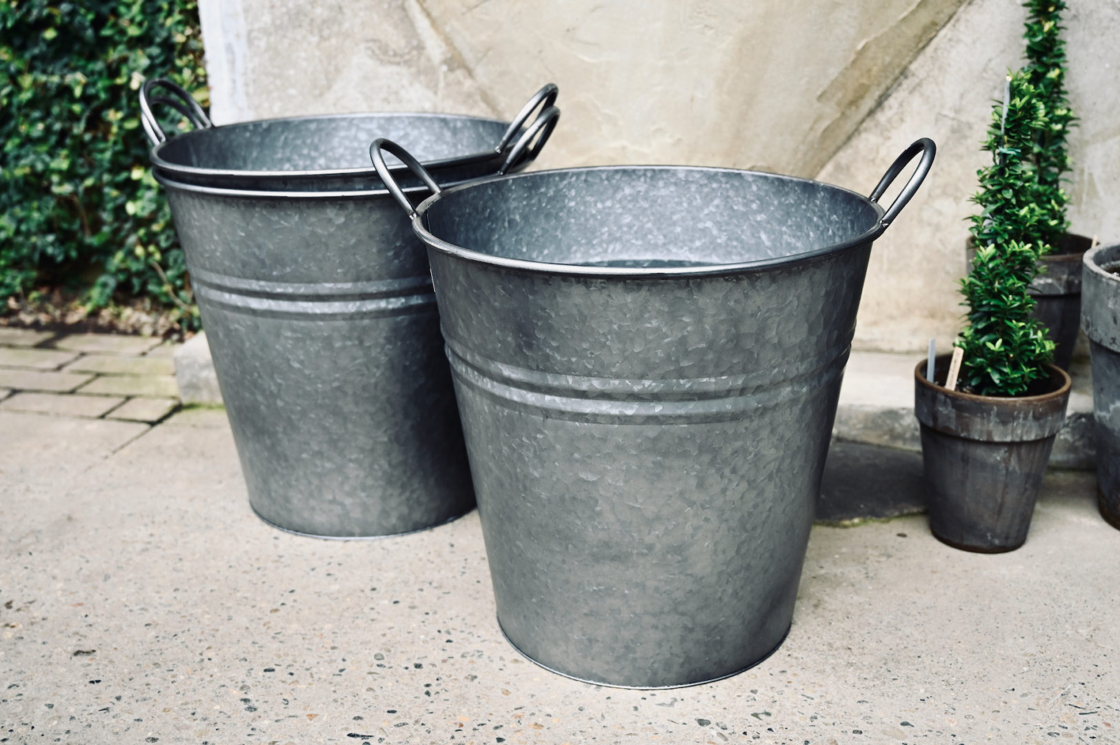 Galvanized Bucket with Loop Handles