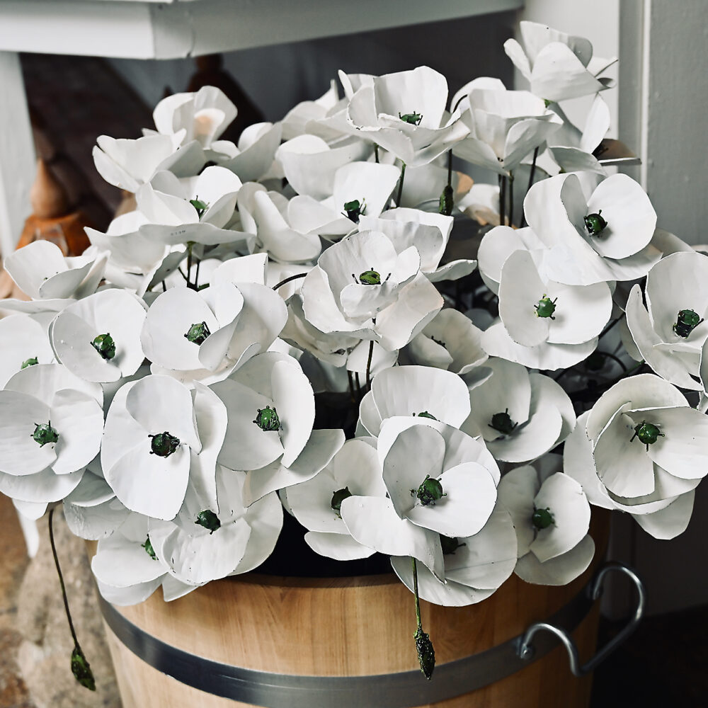 Poppy Stake - Bunch of Five, White