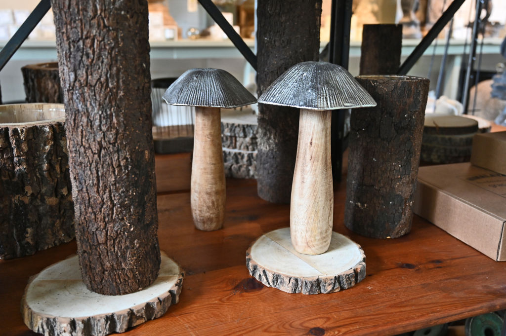 German Metal and Wood Mushrooms