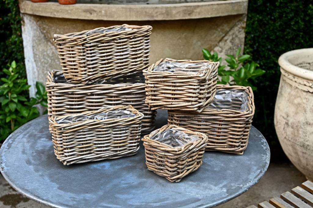 Square and Rectangular Small Lined Rattan Baskets