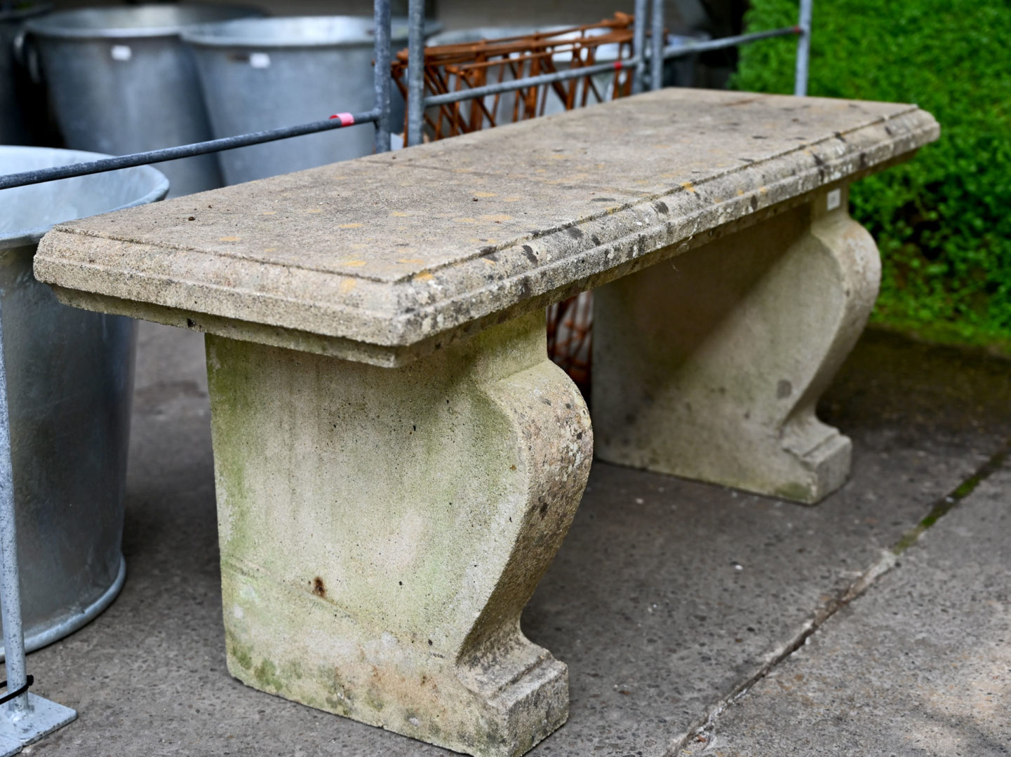 Stone Bench with Curved Legs
