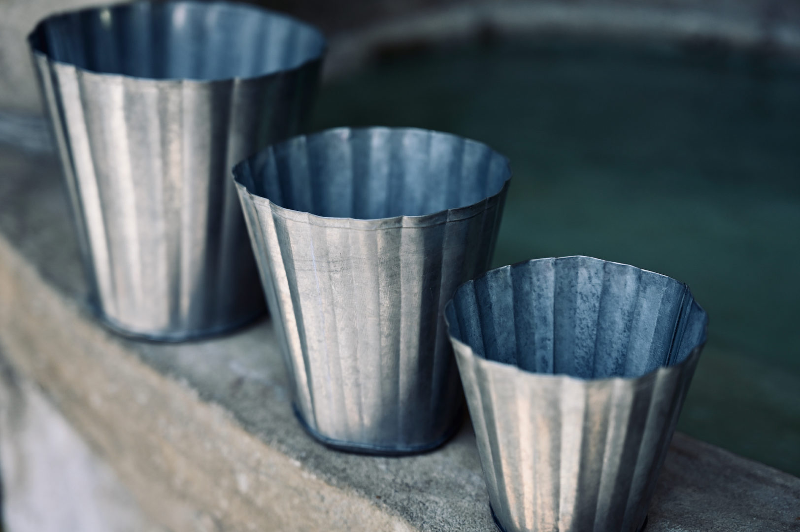Small Pleated Galvanized Cups