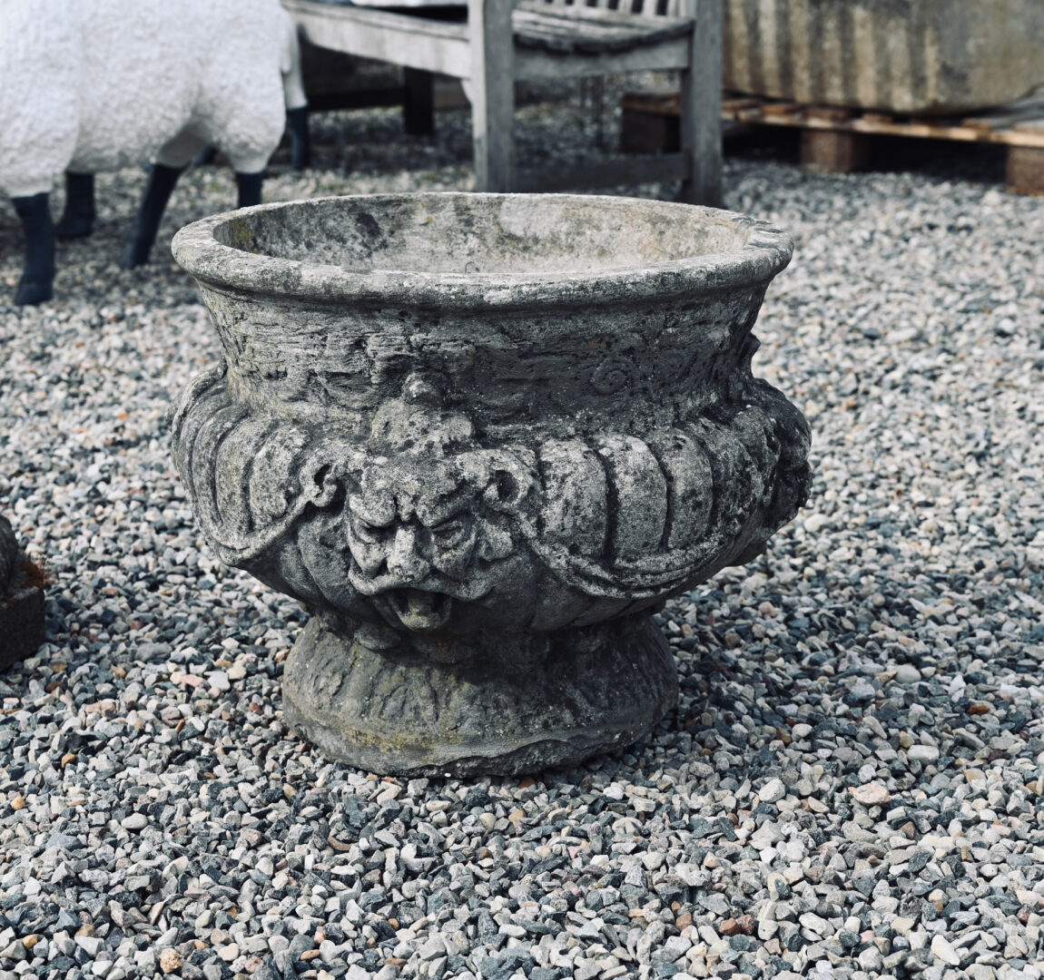 Weathered Composition Satyr Urn