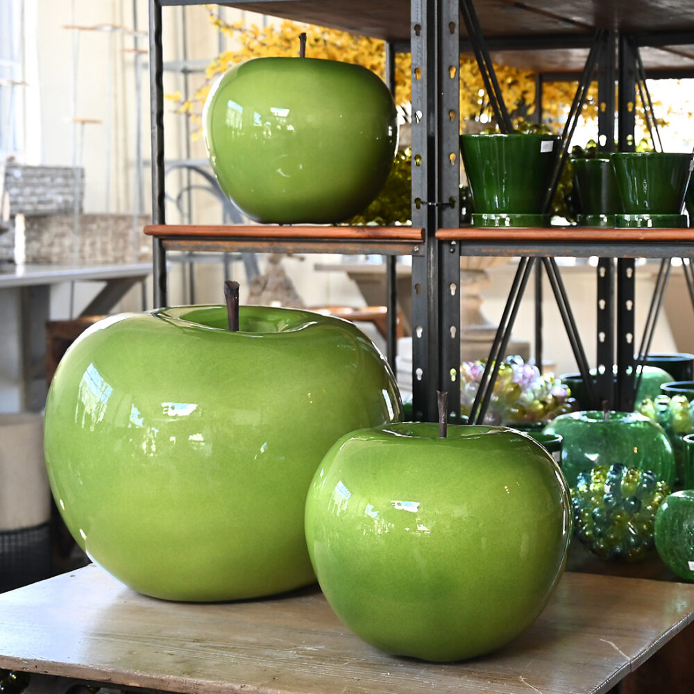 Green Ceramic Apple Sculptures