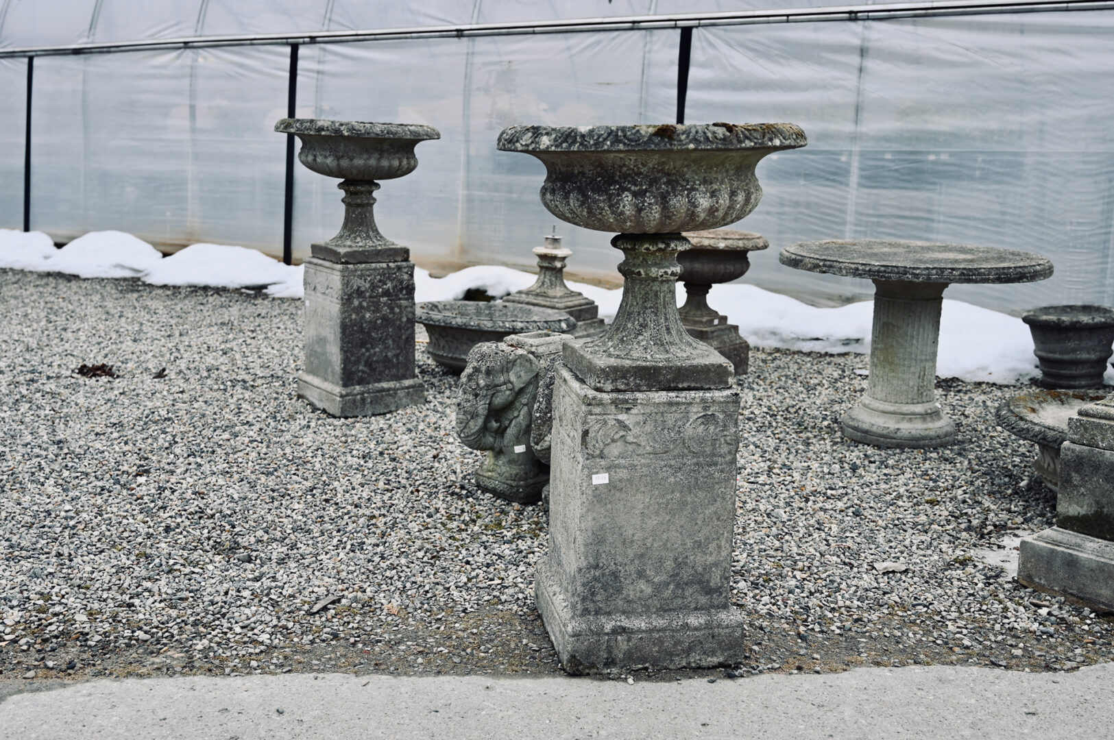 Pair of Urns on Pedestal
