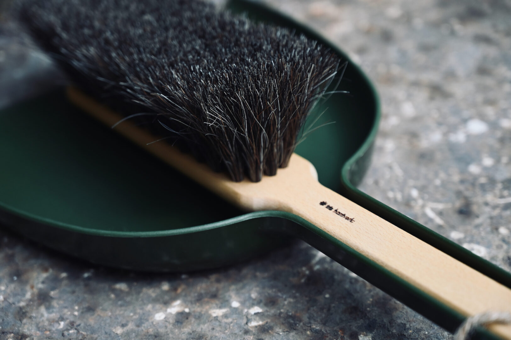 Brush Set with Dustpan in Moss Green
