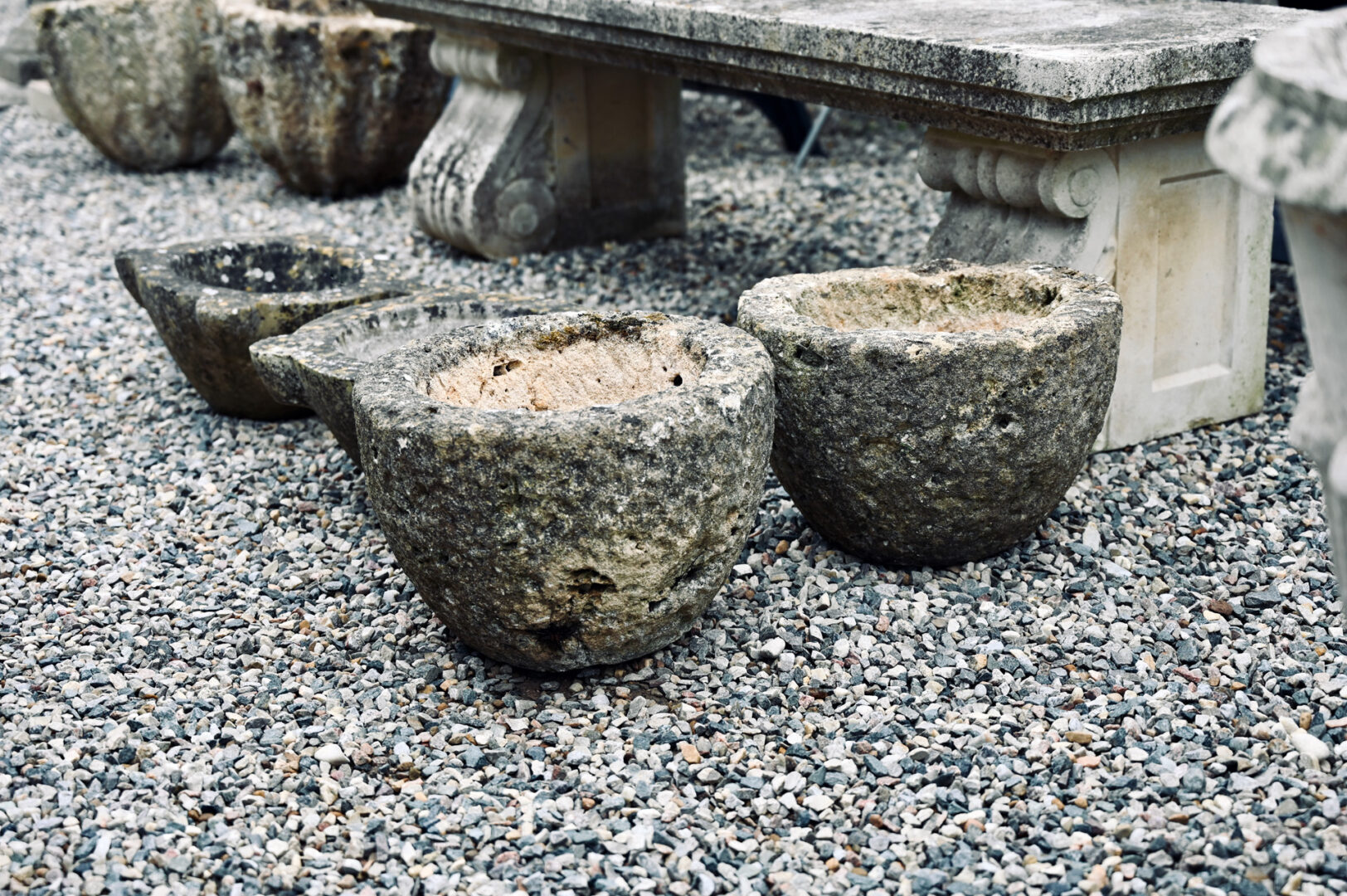 Round Limestone Planters