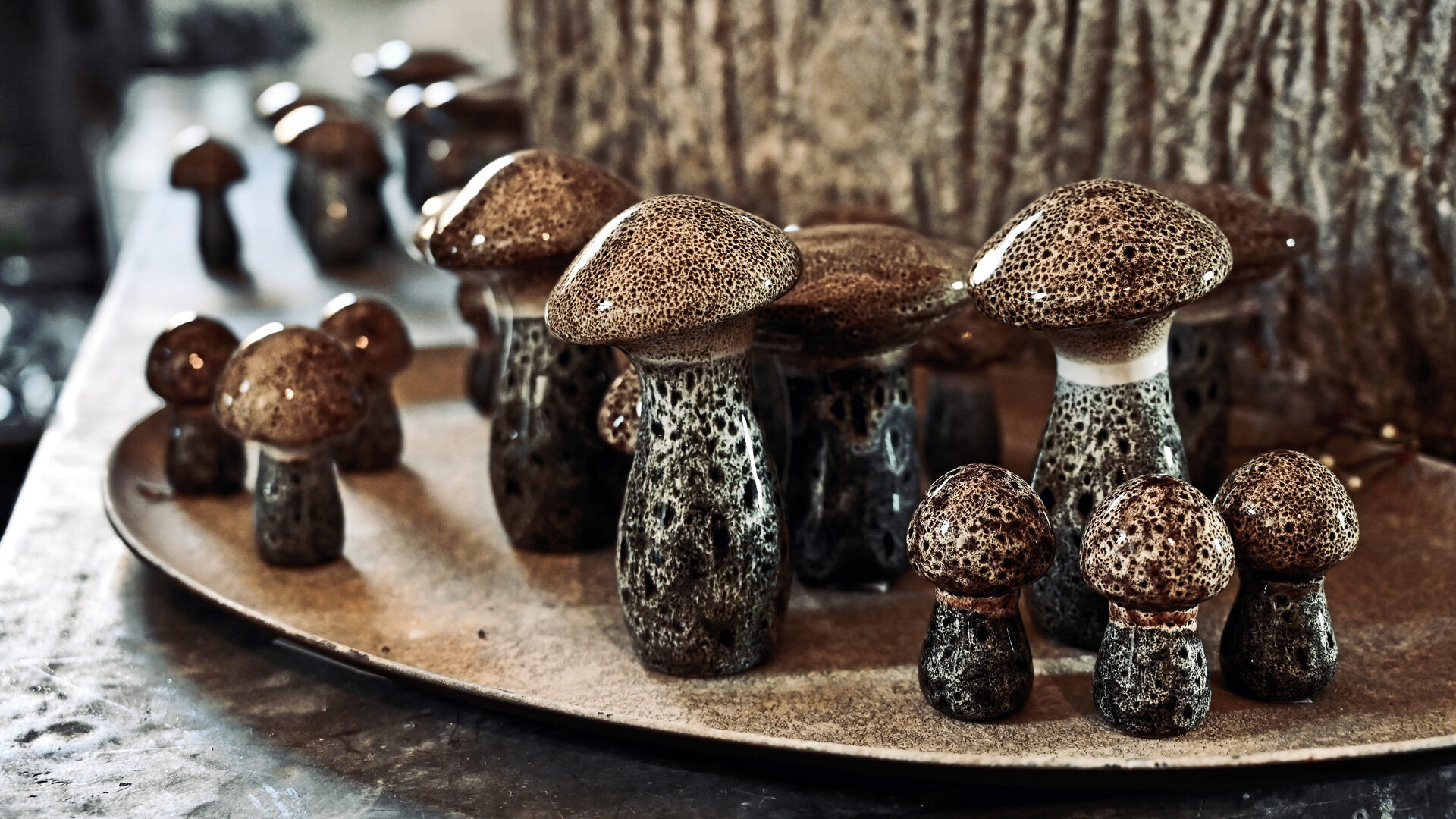 Glazed Ceramic Mushrooms - Detroit Garden Works