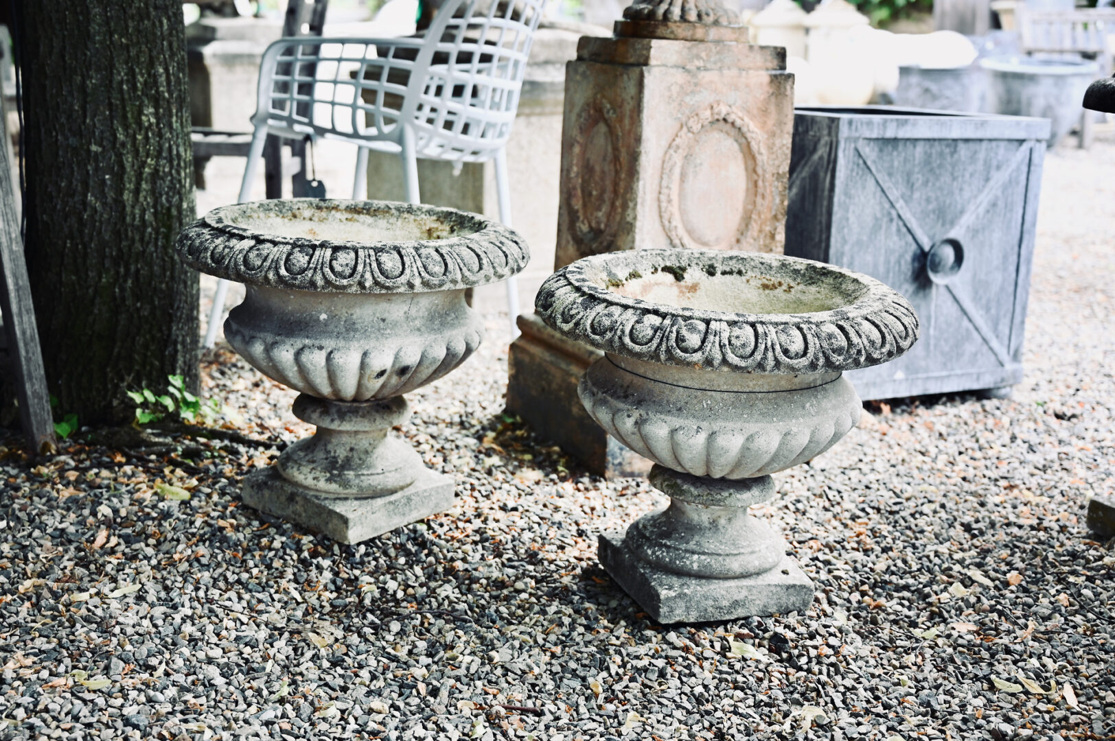 A Pair of English Lobed Bowl Urns