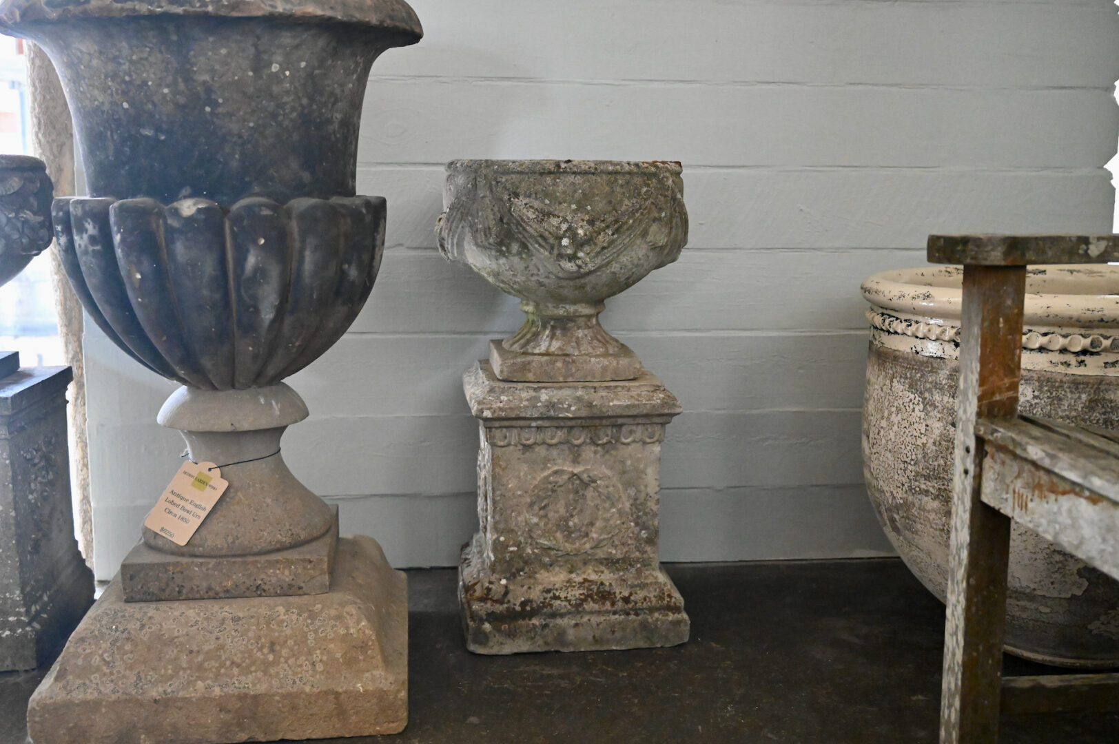 Pair of English Goblet Urns on Pedestals