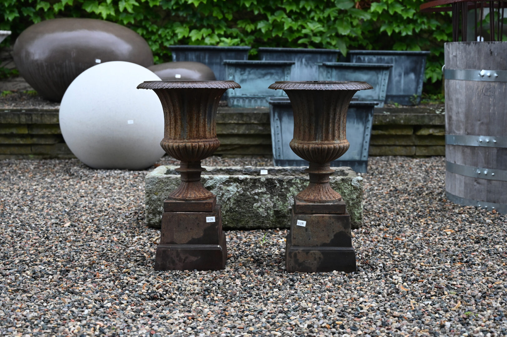 Cast Iron Urns on Plinths