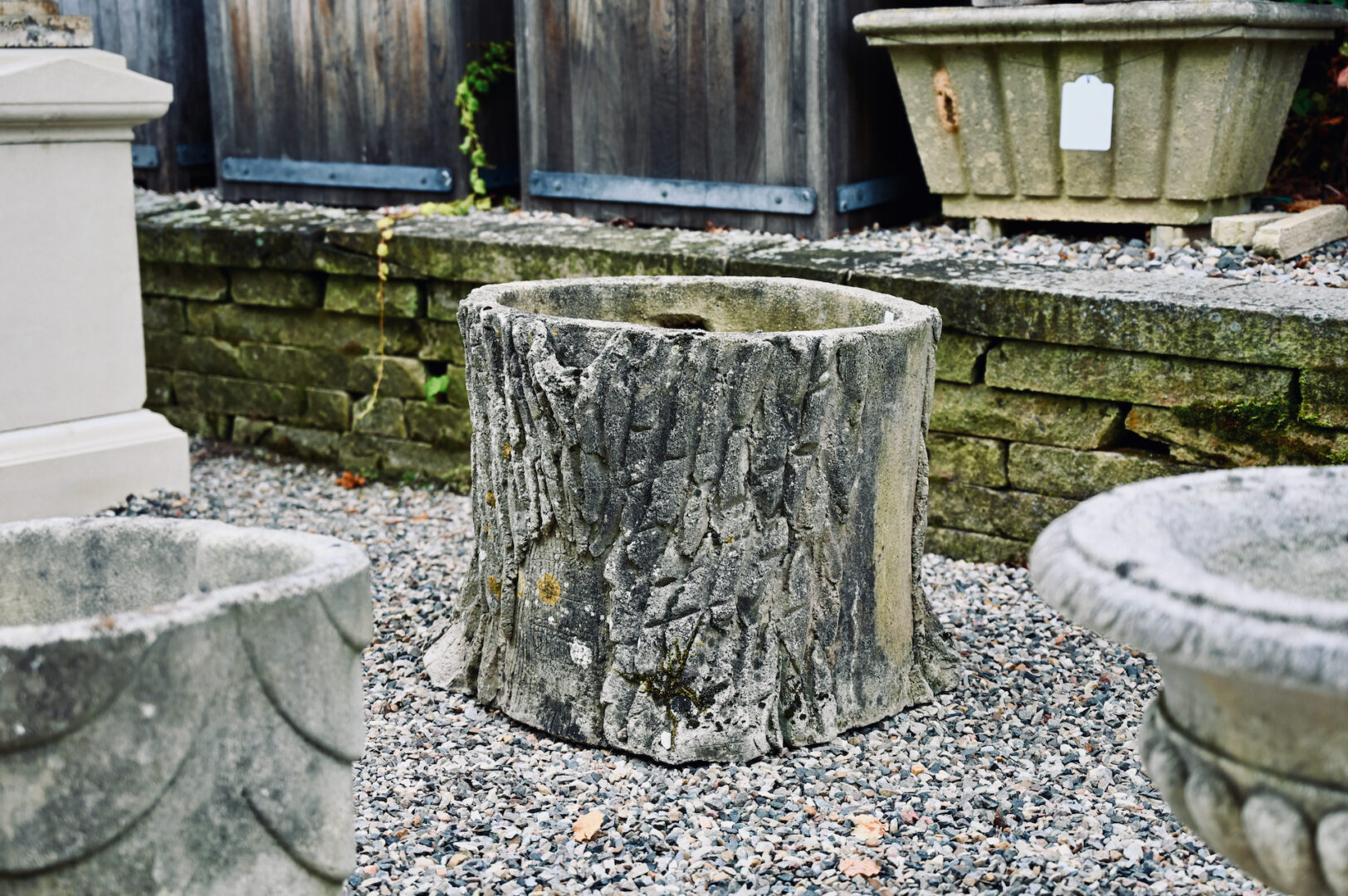 Faux Bois Cast Stone Planter