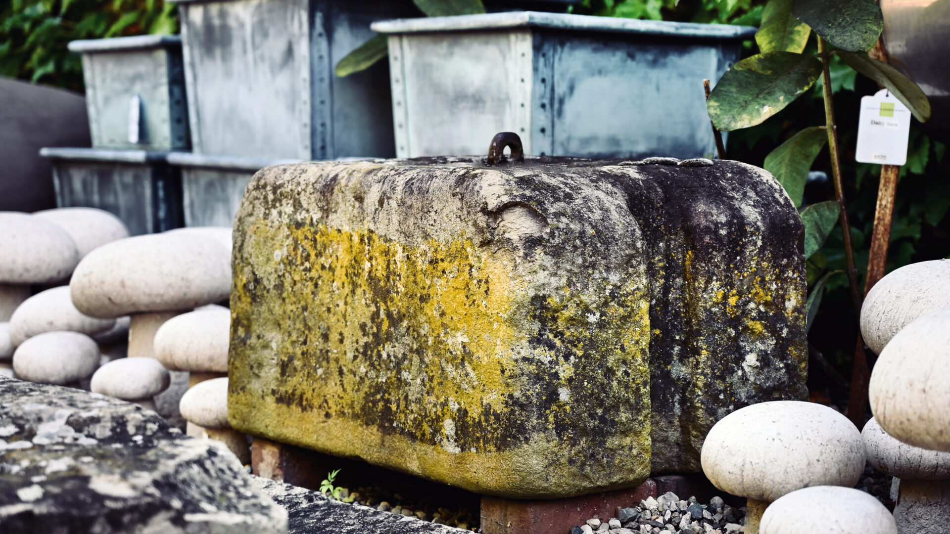 Late 18th c. Cheese Press Stone From Worcestershire - Detroit Garden Works