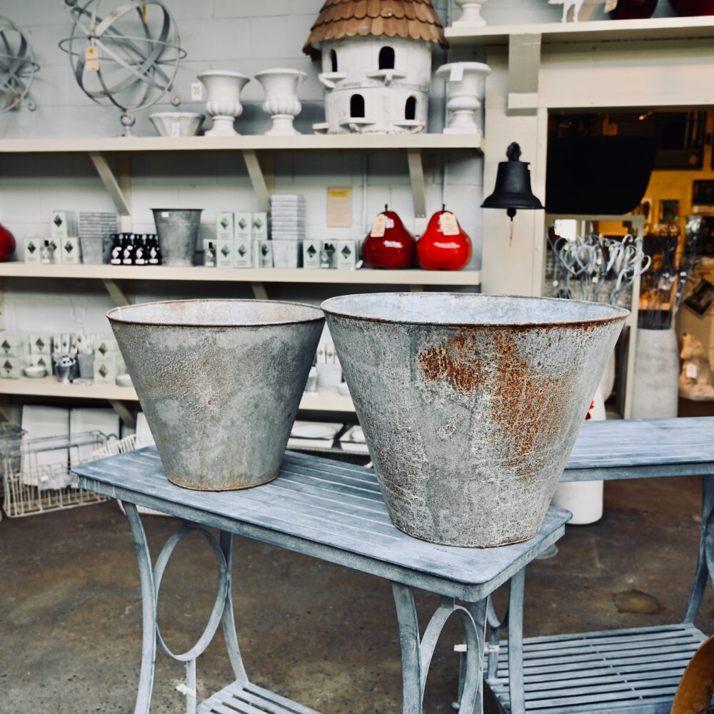 Tapered Round Zinc Planter