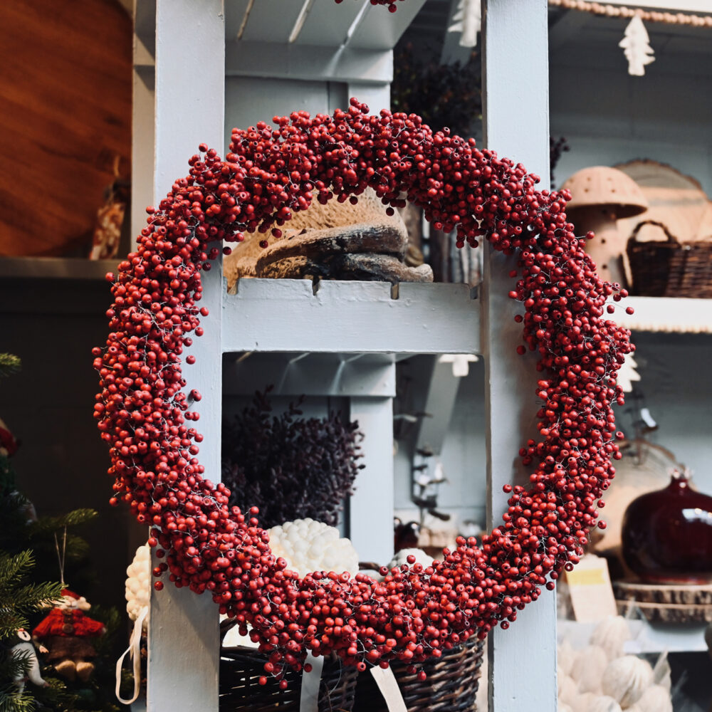 Red Wooden Bead Berry Wreath