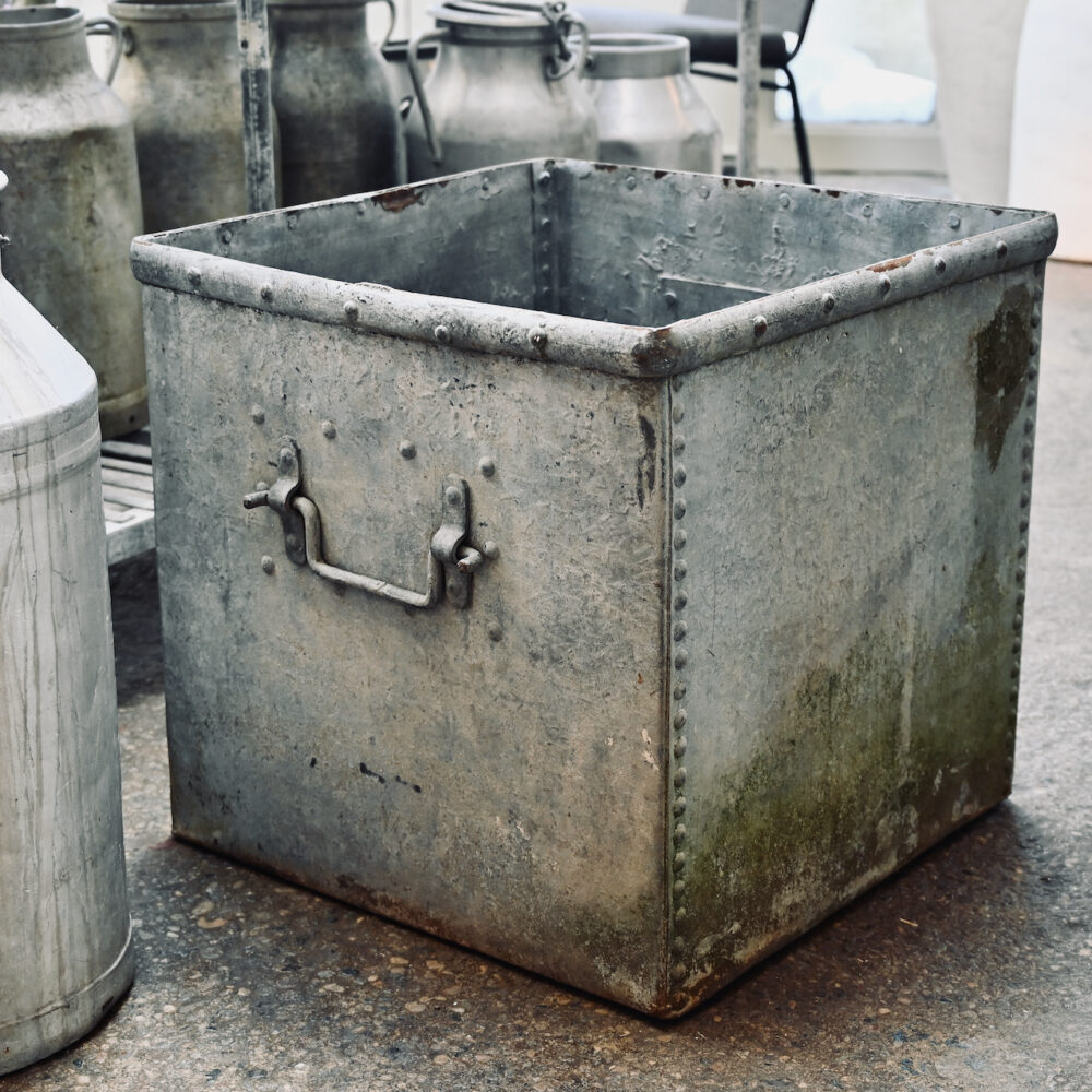 Vintage Square Galvanized Planter