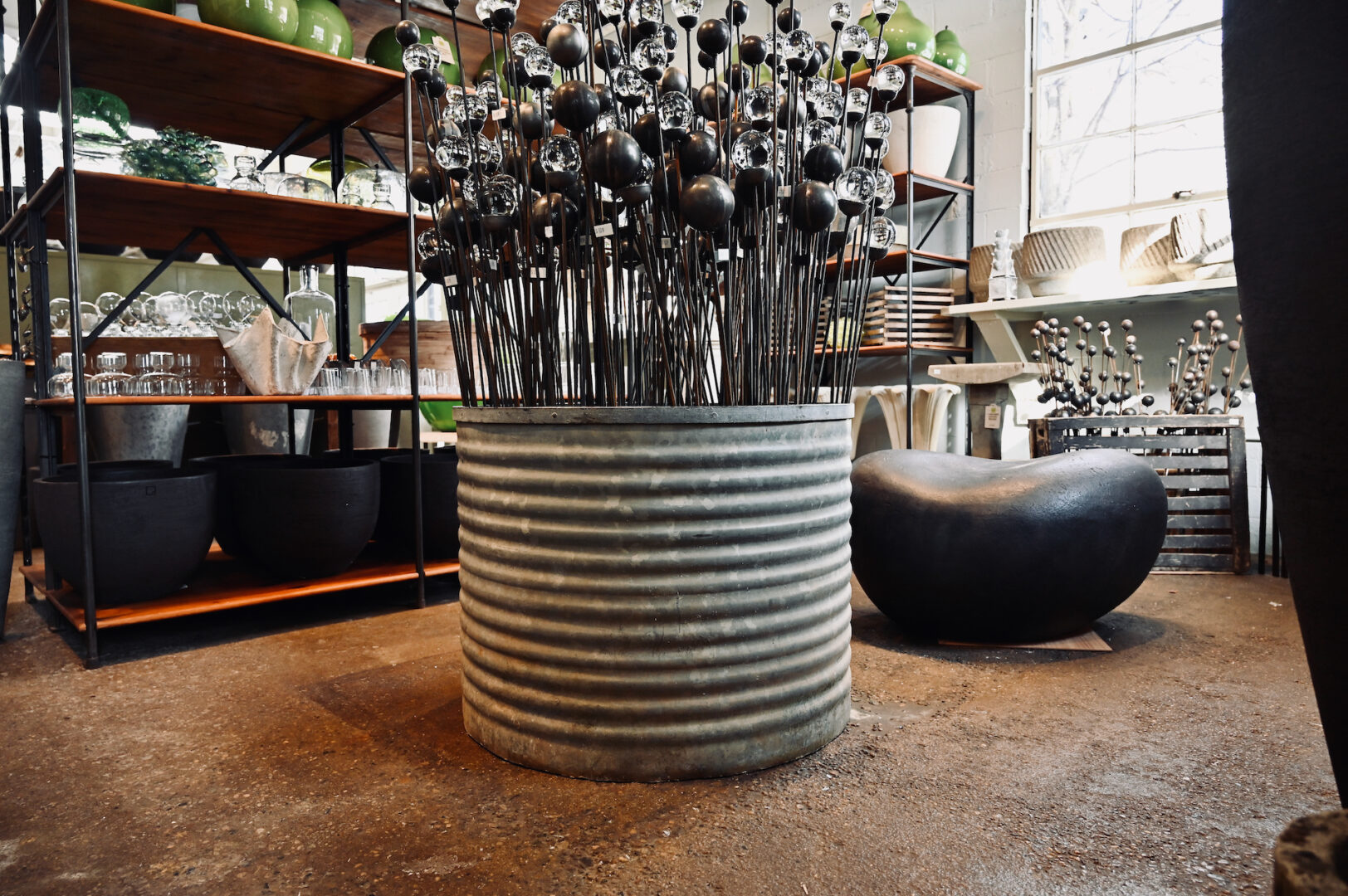 Vintage Round Galvanized Planter