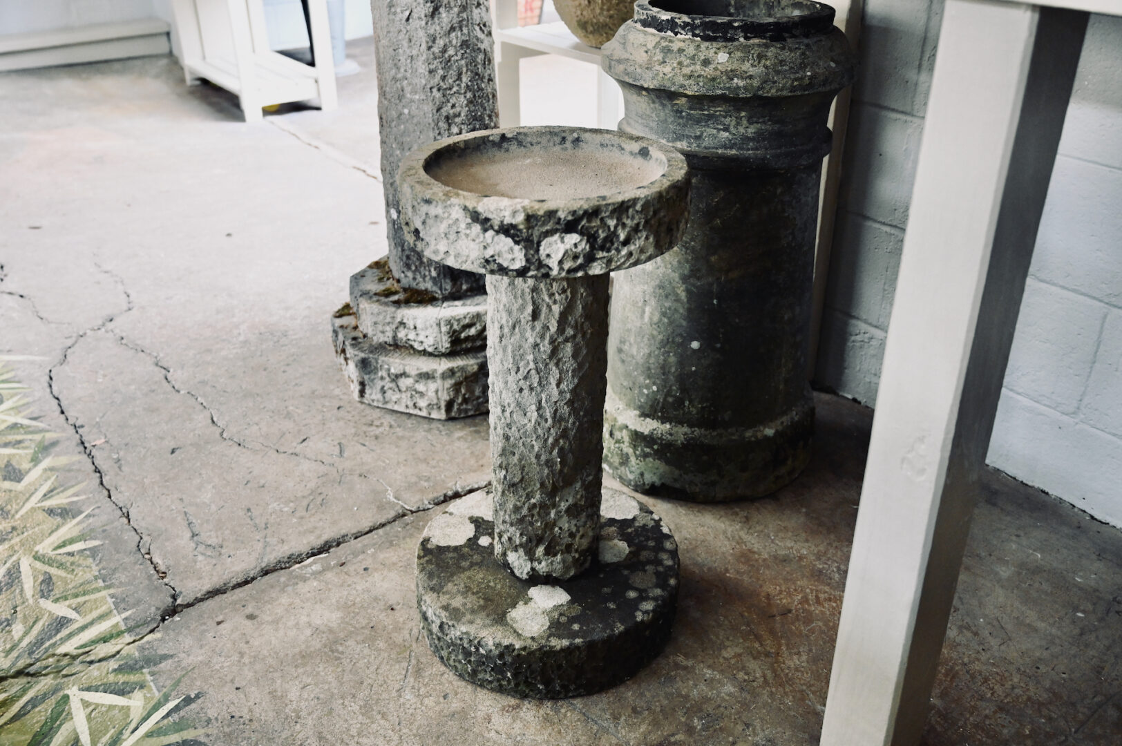 Round Rusticated Stone Birdbath