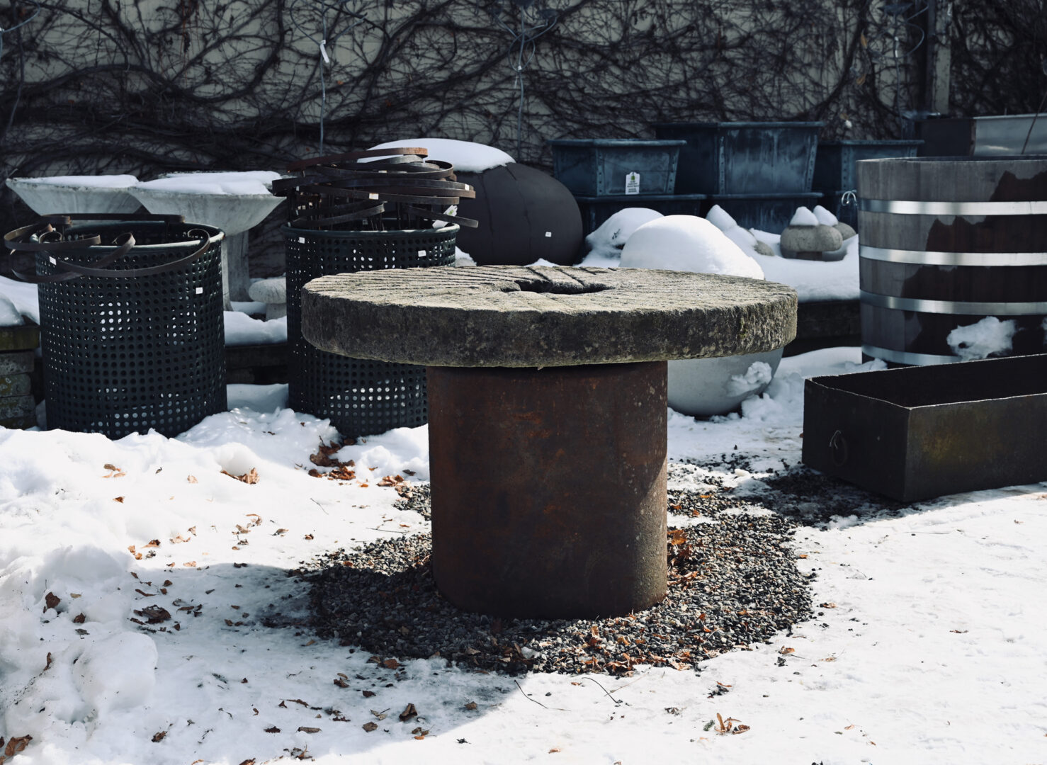 Salvaged Round Stone Table