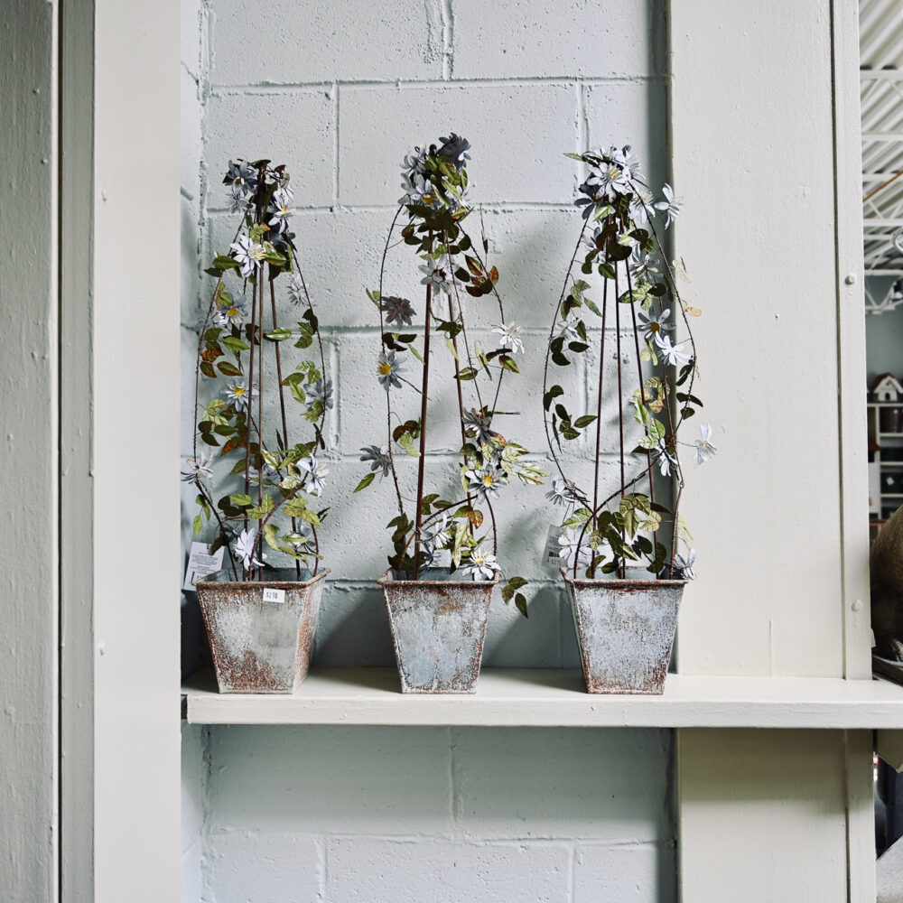 White Clematis Metal Sculpture