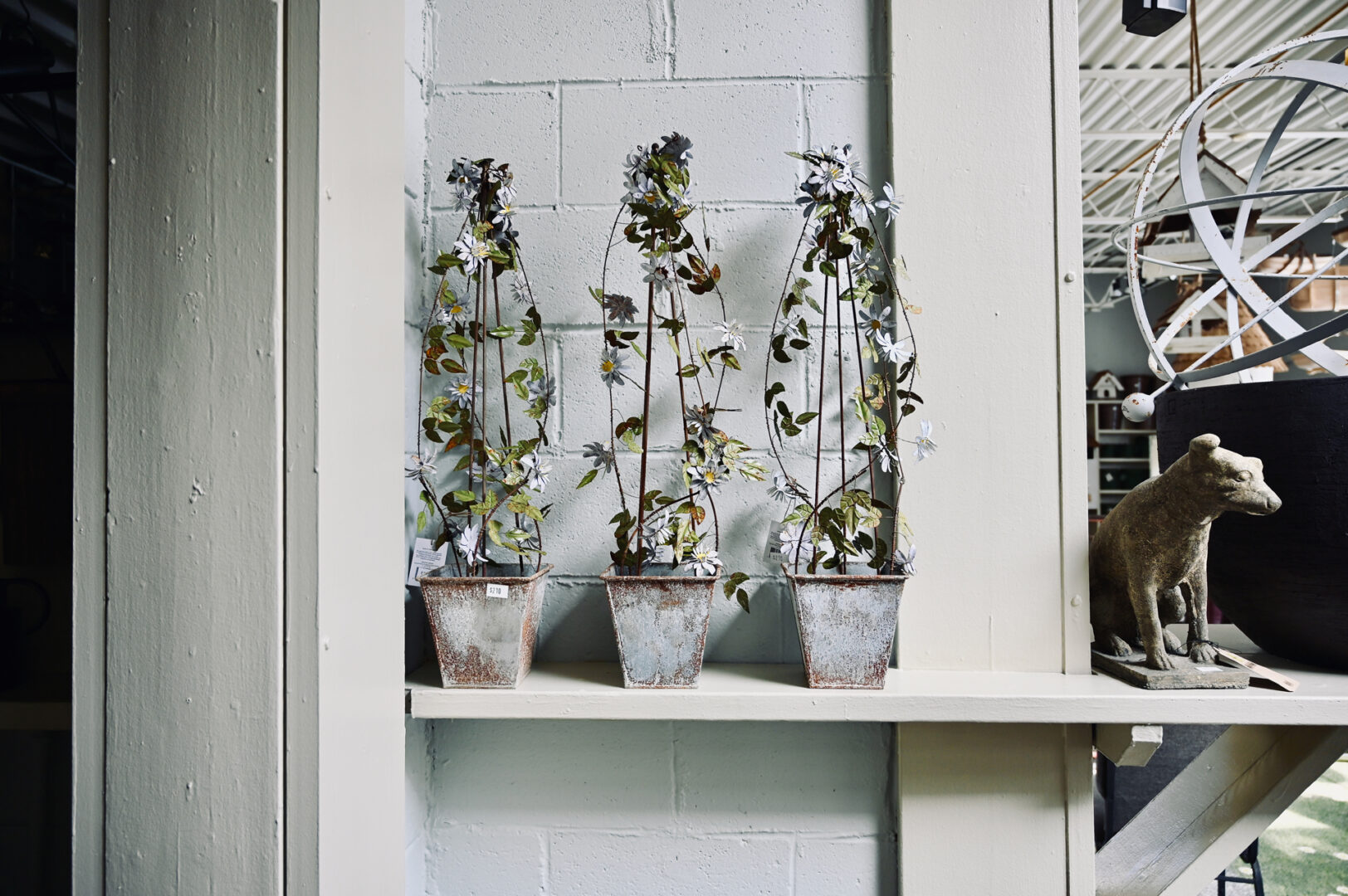 White Clematis Metal Sculpture