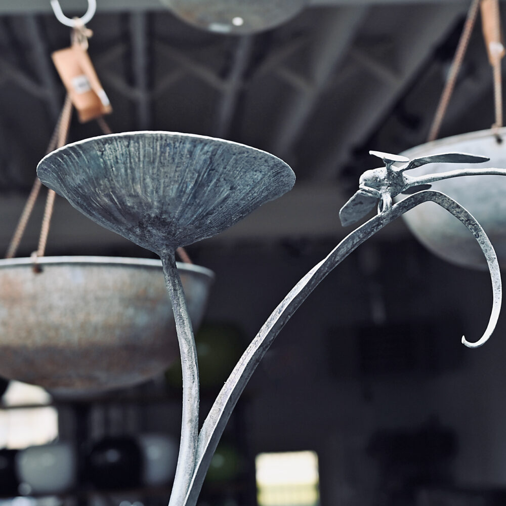 English Hand Forged Dragonfly Birdbath