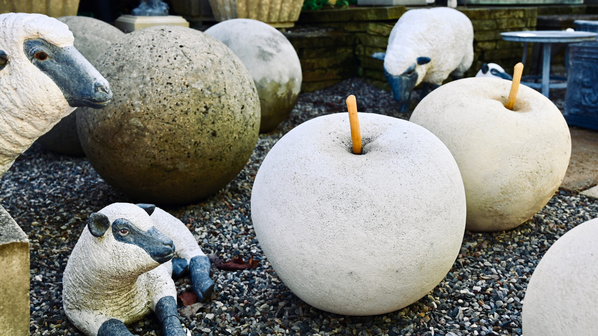 Contemporary English Concrete Apples - Detroit Garden Works