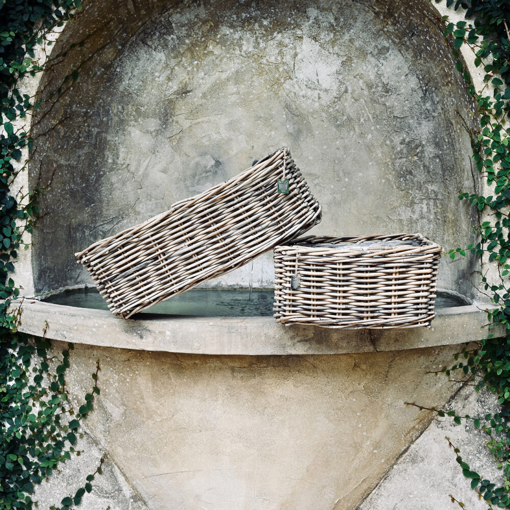 Classic Lined Square and Rectangle Rattan Baskets