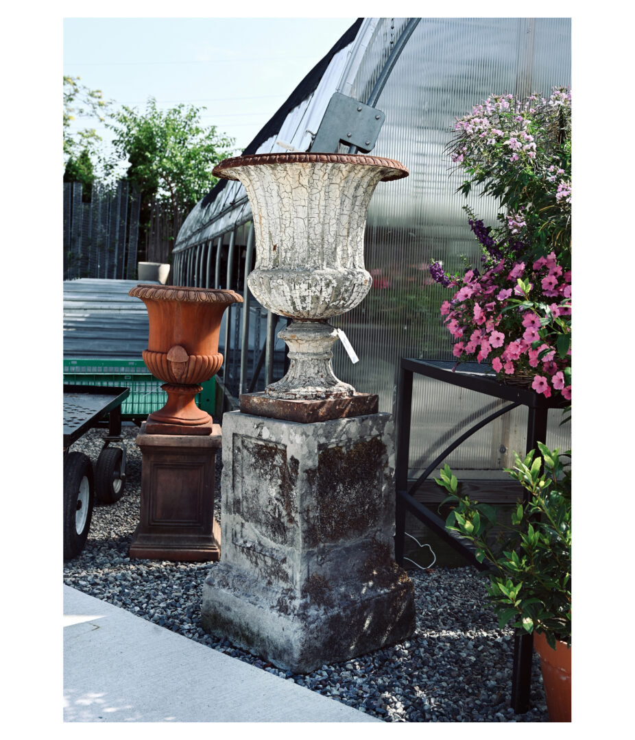 Antique Cast Iron Urn on Plinth