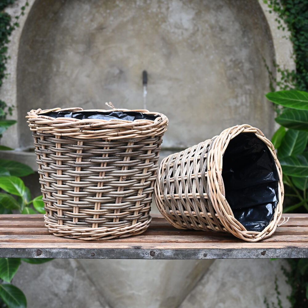 Two Tone Round Basket Planters