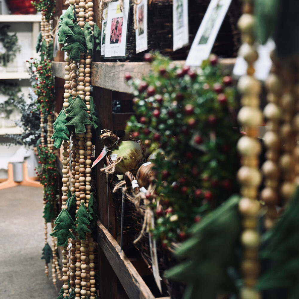 Wooden Bead Garland with Felt Trees