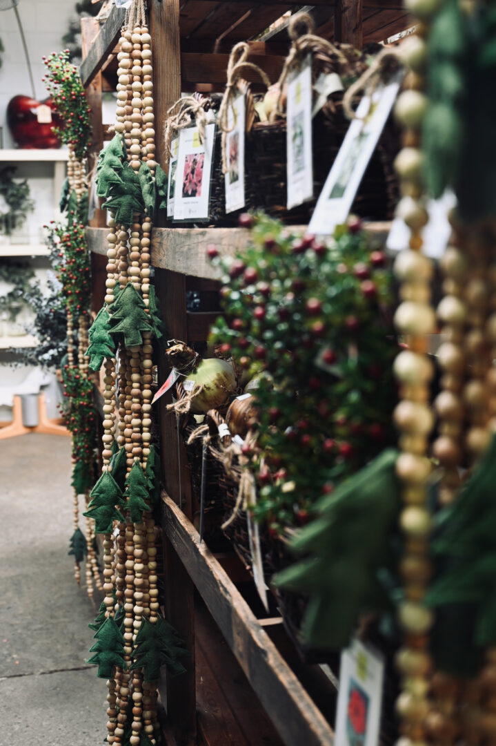 Wooden Bead Garland with Felt Trees