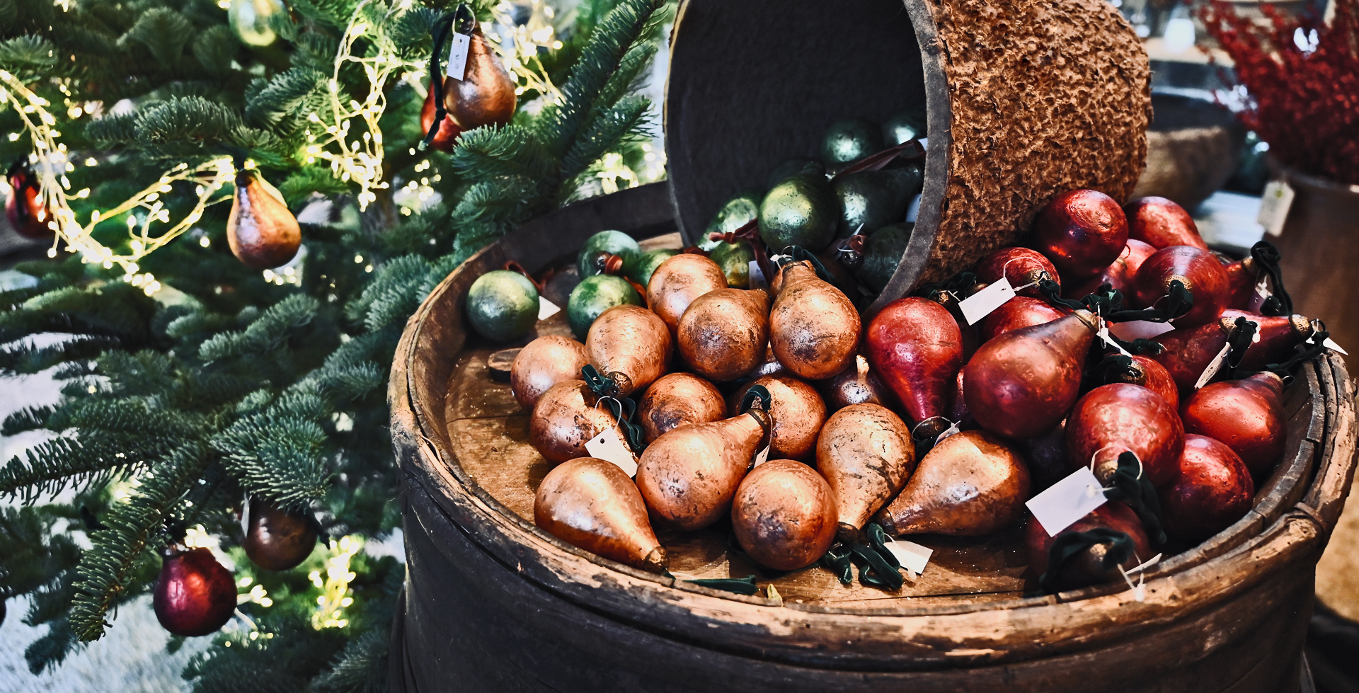 Pear Ornament in Antiqued Glass