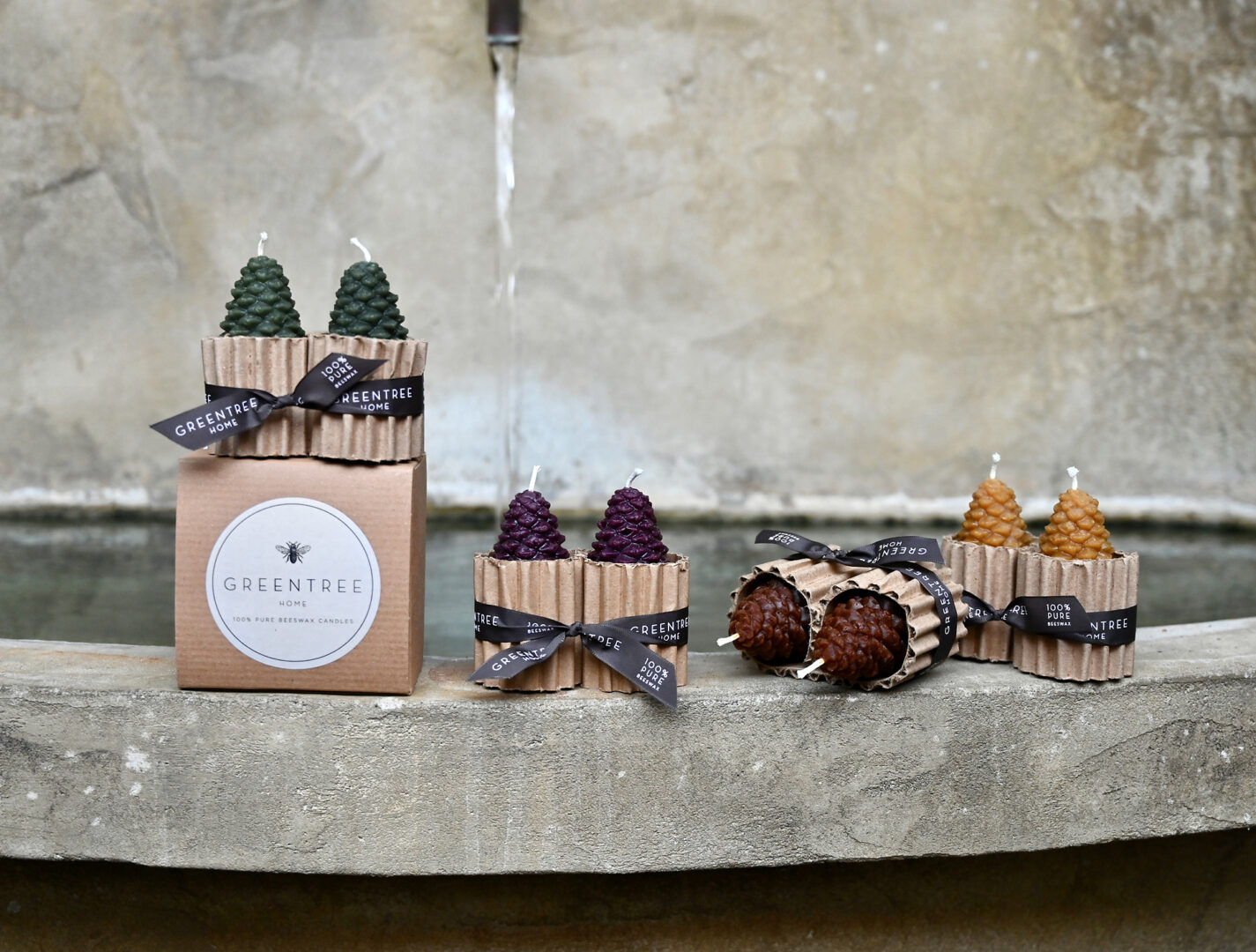 Small Pine Cone Candle Pair