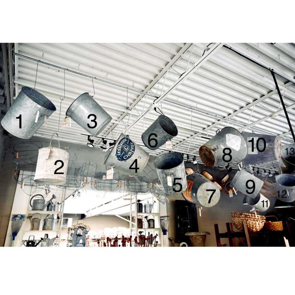 Grouping of Handled Galvanized Containers