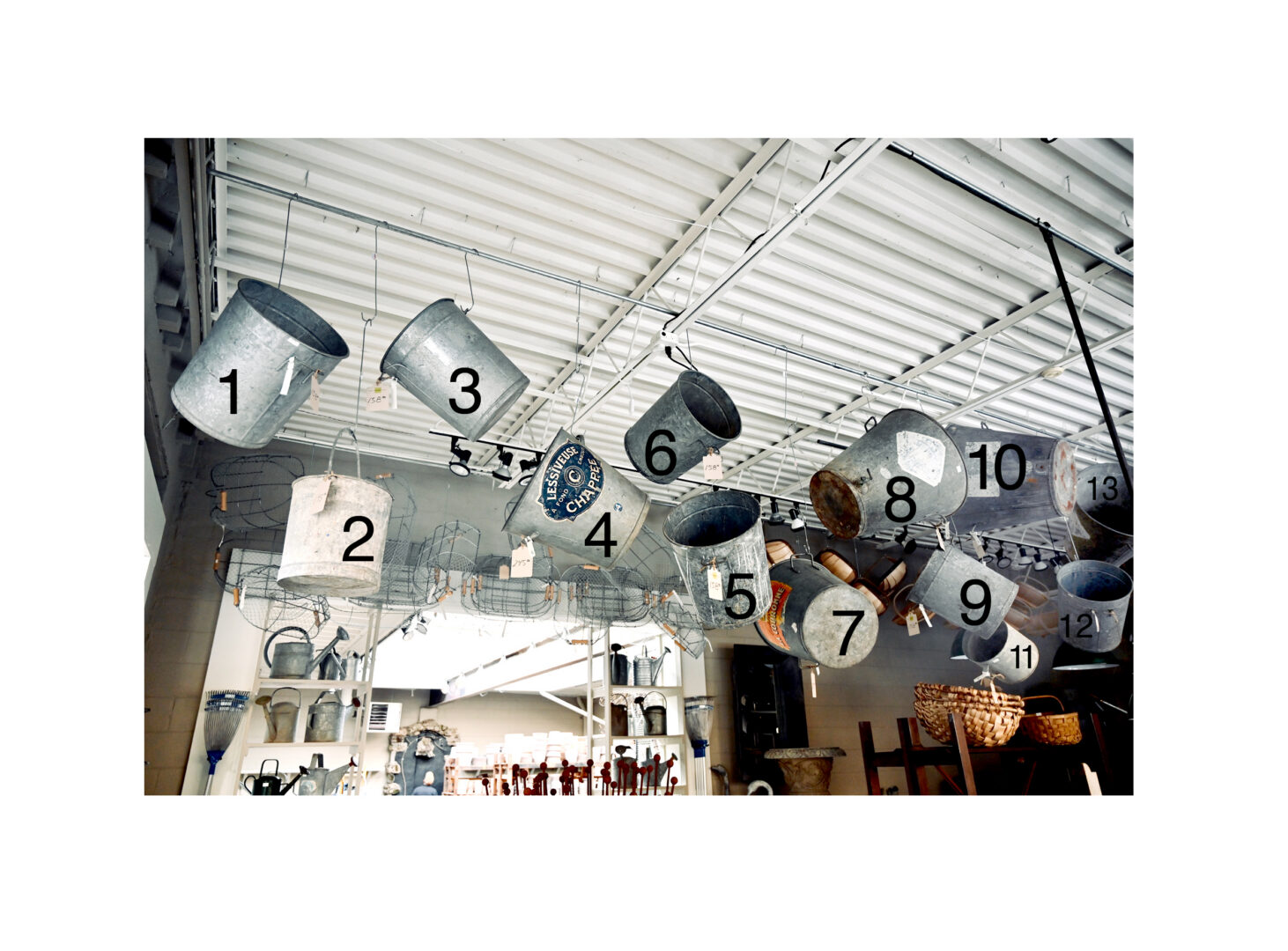 Grouping of Handled Galvanized Containers