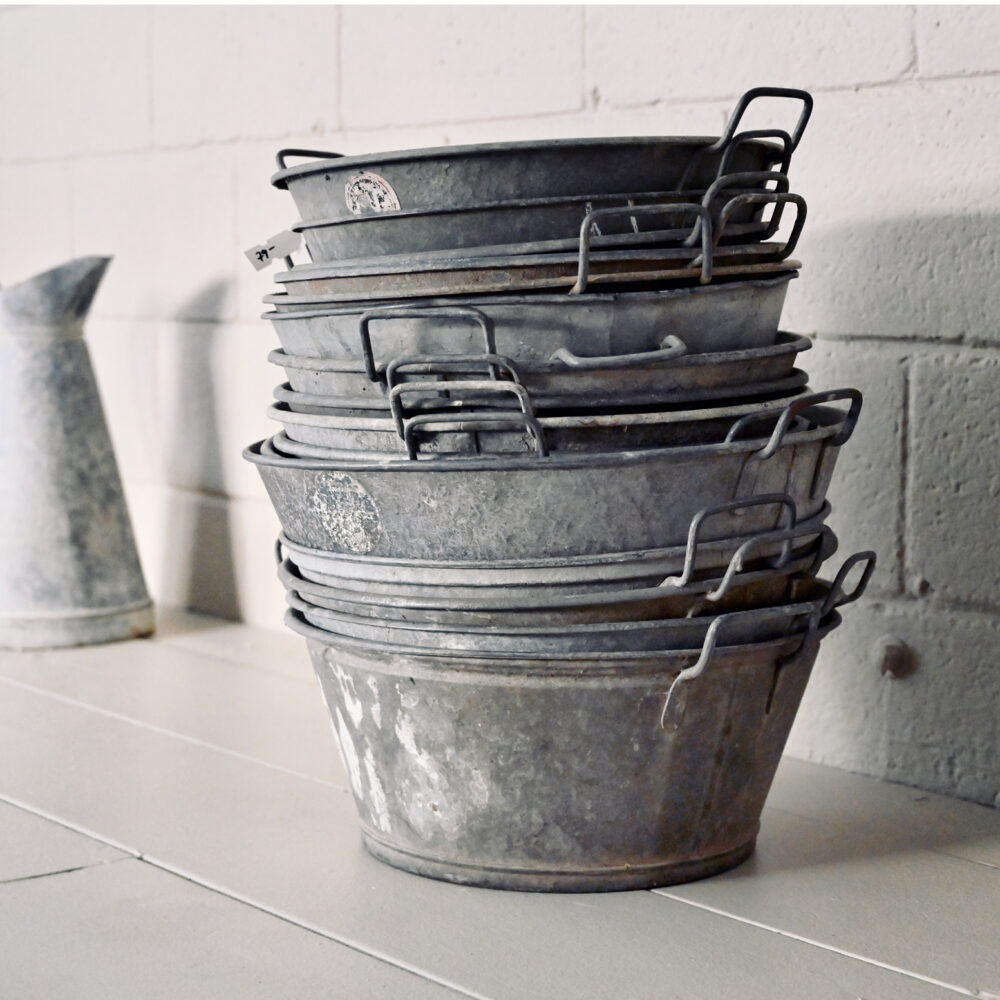 Small English Galvanized "Herb" Containers