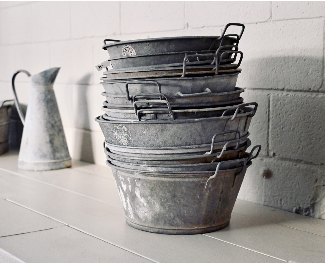 Small English Galvanized “Herb” Containers